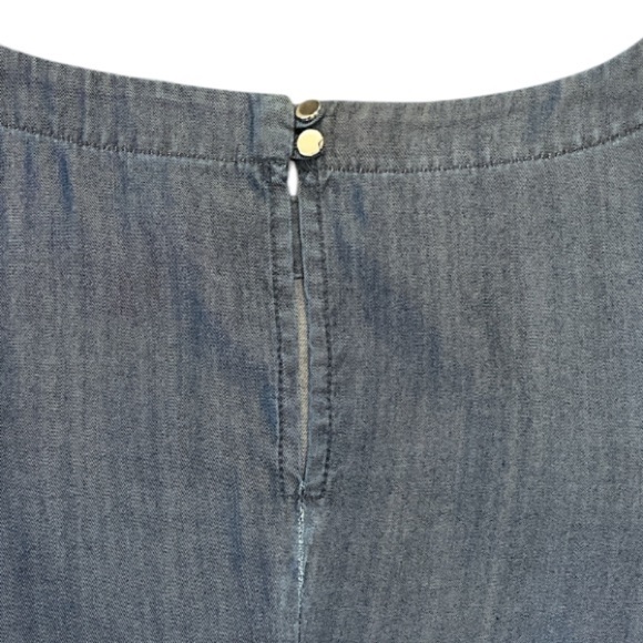 White House Black Market Size 0 Emma Chambray Blouse 3/4 Quarter Bell Sleeves - Picture 11 of 14